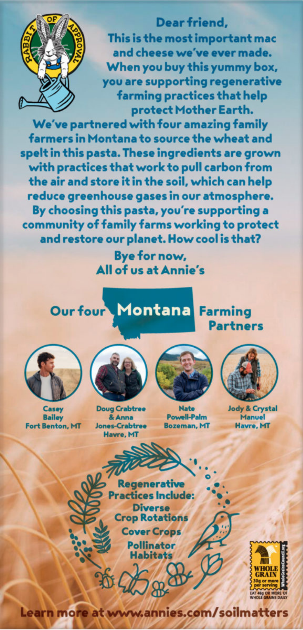 Back of Annie's mac and cheese box