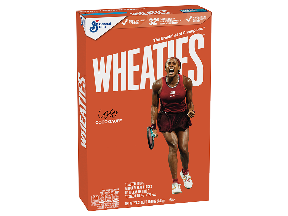 Coco Gauff makes her Wheaties Box debut at the 2024 US Open Fan Week. 